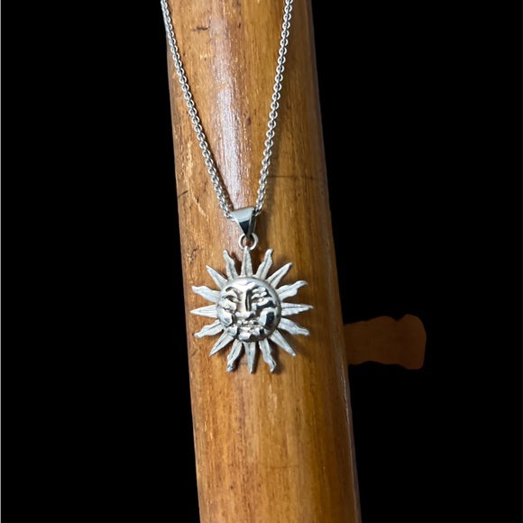 Sterling Silver Sunshine  Pendant and Chain. 10 inches with pendant. - Picture 2 of 3